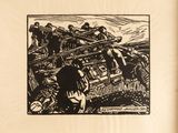 an image of a book with a drawing of a group of men on a bridge