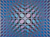 an image of a painting of a blue and purple geometric design