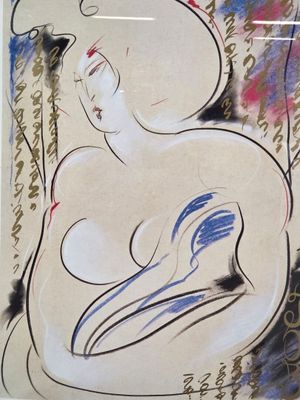 une image d'un tableau représentant une femme avec un oiseau sur l'épaule