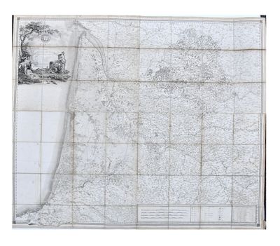 an old map of france with a picture of a man on top of it