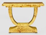 a close up of a wooden table on a white background
