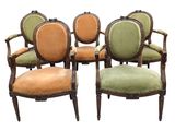 four chairs with green and orange upholstered upholstered upholstered upholstered upholstered