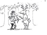 an image of a cartoon drawing of a man and a woman in the woods