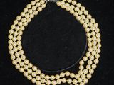 two strand pearl necklace with silver clasp