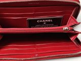 chanel red leather zip around wallet purse