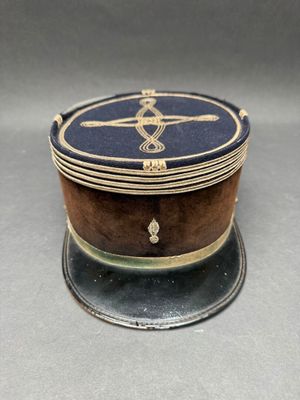 an image of a blue and gold box with a clock on it