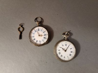 deux horloges et une clé posées sur une table