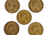 four gold sovereigns, one of which is of the same type