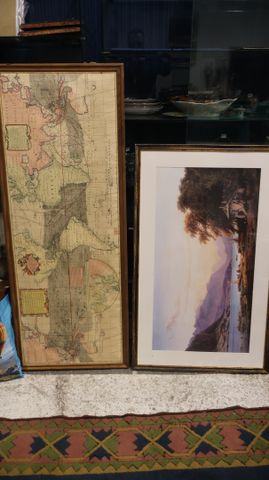 Tableau reproduction sous verre et carte Tartarie orientale