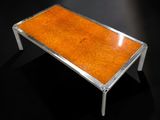 an image of a coffee table made out of wood and metal