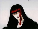 an image of a drawing of a woman with long black hair