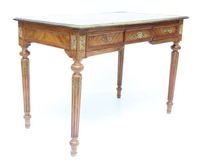 Bureau plat de forme rectangulaire en bois naturel et bois d… (photo 3)