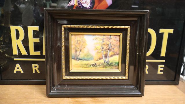 Rathonie, émail de Limoges « paysage à la prairie » 8.5 x 12