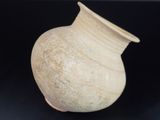 un petit vase posé sur une surface noire