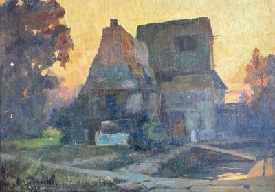 LEO PRIMAVESI (1917-2011) Corps de ferme Huile sur isorel si…