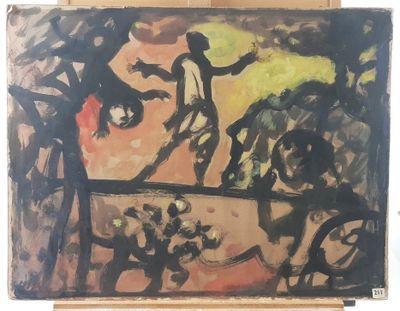 a painting of a man riding a horse and a man riding a horse
