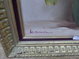 a picture of a painting of a woman holding a flower