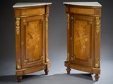pair of louis xv style marble top commodes