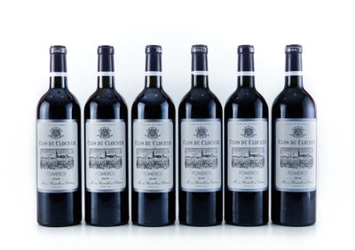 six bouteilles de vin sont alignées sur une surface blanche