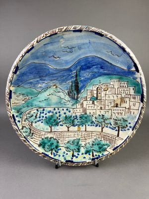 Tobsil Plat à nourriture en faïence à dominante vert et bleu…