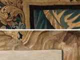 two pictures of a close up of a piece of cloth on a table