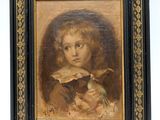 an old painting of a young girl with a bird in her hand