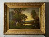 une image représentant un tableau où l'on voit un cerf dans un décor boisé