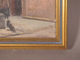 a picture of a painting of a man and a dog