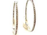 Boucles d'oreilles créoles bicolores serties de diamants, en or blanc 14 carats