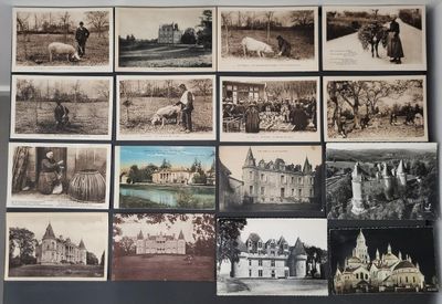 many old photographs of people and animals on the wall
