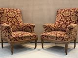 paire de fauteuils rembourrés avec un revêtement à motifs floraux, rembourrés, rembourrés, rembourrés, rembourrés, rembourrés, rembourrés, rembourrés, rembourrés