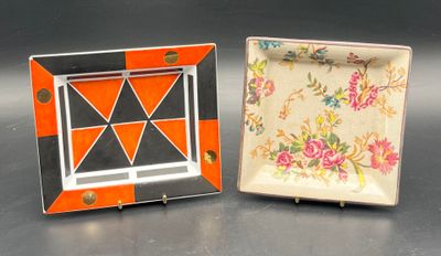 two small plates with different designs on them
