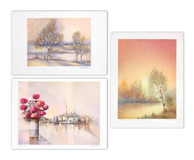 Alferio MAUGERI (né en 1933) Bouquet à Venise / La prairie /…