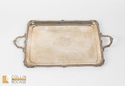 Plateau rectangulaire en argent (800°/°° minimum), la bordur… - Photo 1