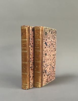 pair of antique books sitting on top of each other on a gray surface