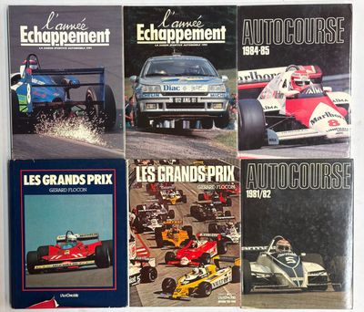 quatre livres figurant sur la couverture d'une collection consacrée aux courses automobiles