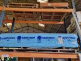 a large stack of pallets sitting on a pallet rack in a warehouse