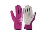 une paire de gants roses parsemés de petits points blancs