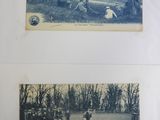 two old black and white photos of people playing baseball in a field