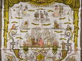 an image of a tapestry with a picture of people on it