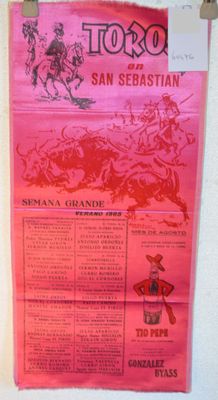 a poster with a picture of a man riding a horse on it