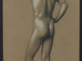 an image of a drawing of a nude man holding a stick