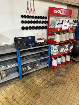 many items on the shelves in the shop