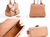 four different images of a women ' s handbag on a white background