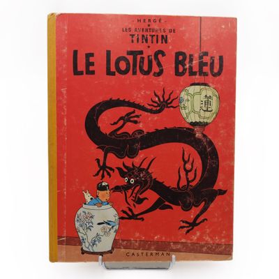 Tintin Lotus Bleu Dos toilé jaune 1964 B35