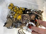 a person holding a bunch of jewelry in a clear box