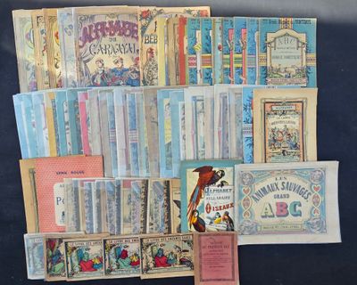 a lot of old books on display on a table