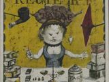 painting of a child with a hat on a table in front of a pile of books