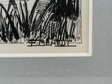 drawing of a black and white picture of a field of grass