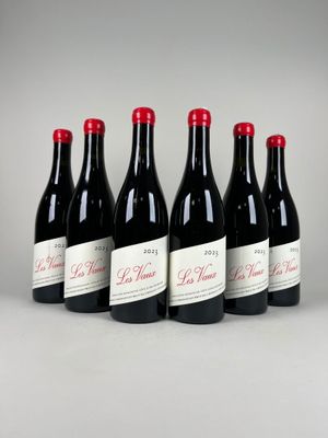 six bouteilles de vin rouge sont alignées